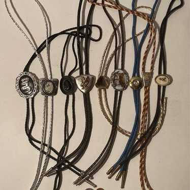 Vintage Lot of 9 Metal Bolo Ties, Nice Designs, H… - image 1