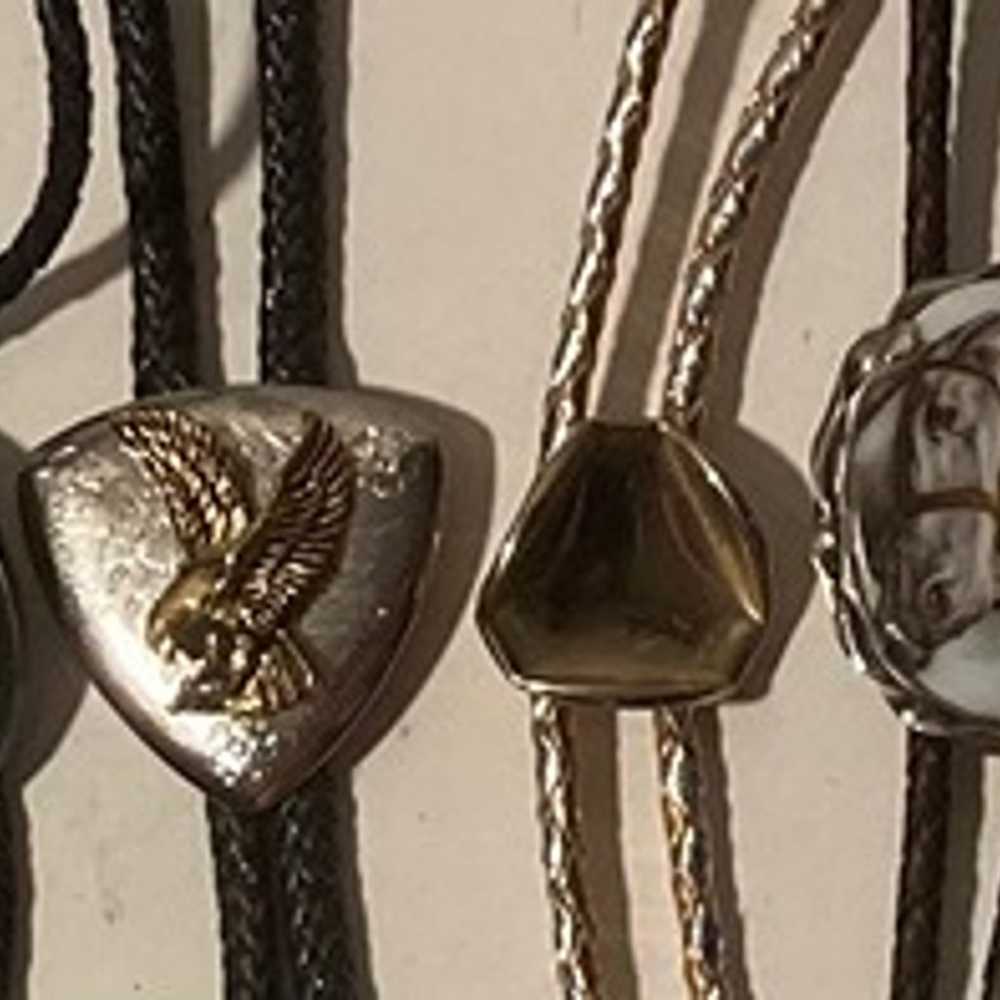 Vintage Lot of 9 Metal Bolo Ties, Nice Designs, H… - image 2