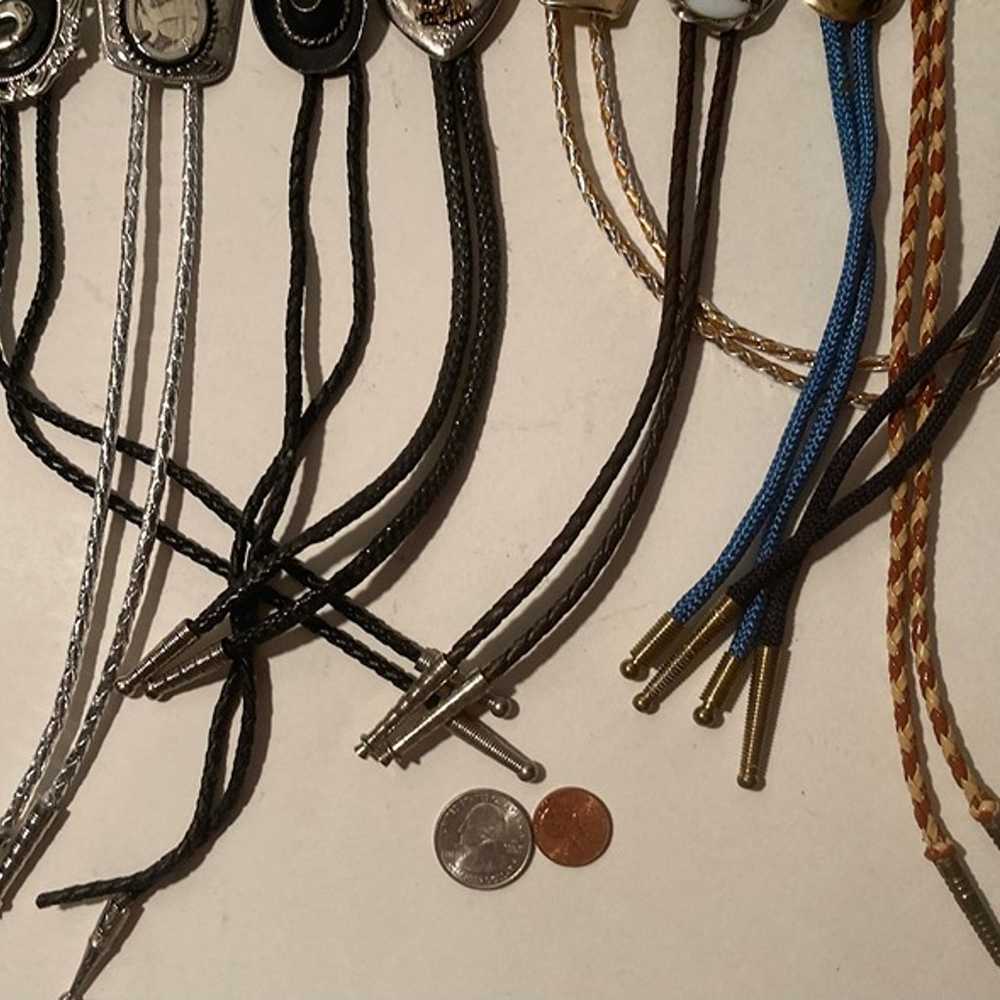 Vintage Lot of 9 Metal Bolo Ties, Nice Designs, H… - image 7