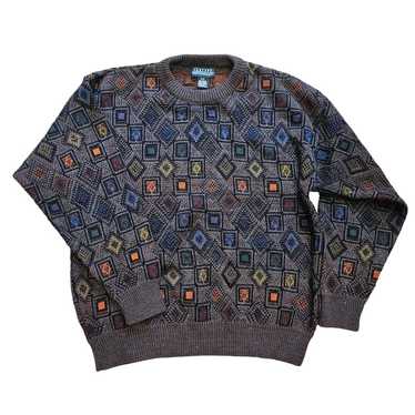 Vtg Jantzen Sweater Mens M Grandpa Multicolor Geom