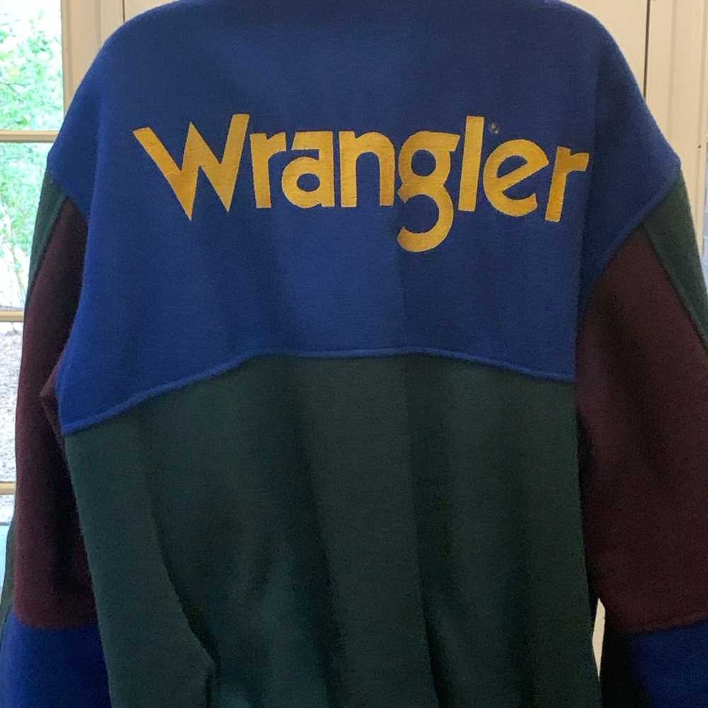 Vintage 90's Wrangler Color-block Wool & Leather … - image 2