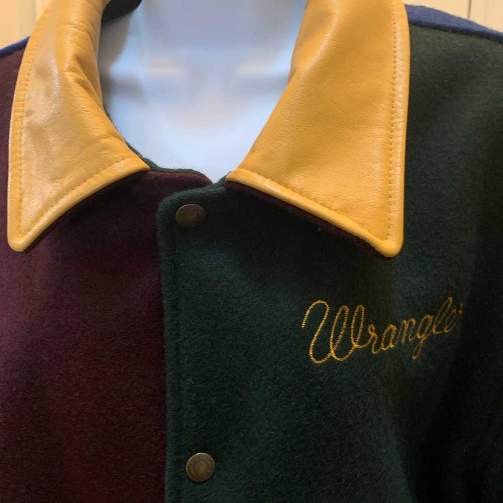 Vintage 90's Wrangler Color-block Wool & Leather … - image 3