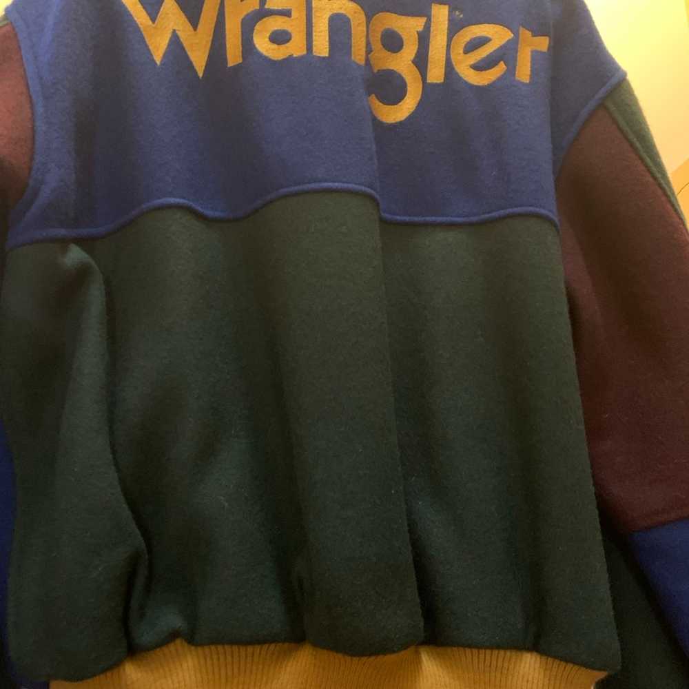 Vintage 90's Wrangler Color-block Wool & Leather … - image 5