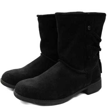 ABEO Blaine Sheepskin Lined Black Suede Ankle Boot