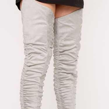 Over The Knee Ruched Boots - Gray