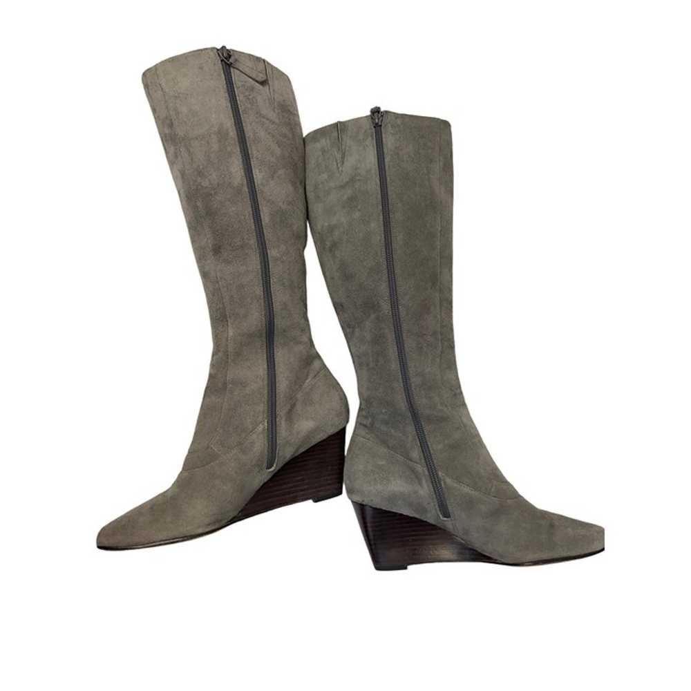 Cole Haan Cora Gray Leather Suede Tall Wedge Boots - image 11