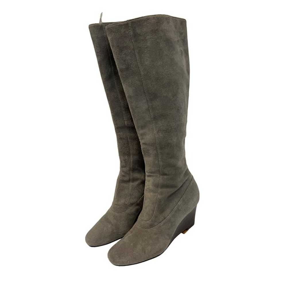 Cole Haan Cora Gray Leather Suede Tall Wedge Boots - image 3