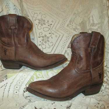 Frye distressed leather western ankle Boots