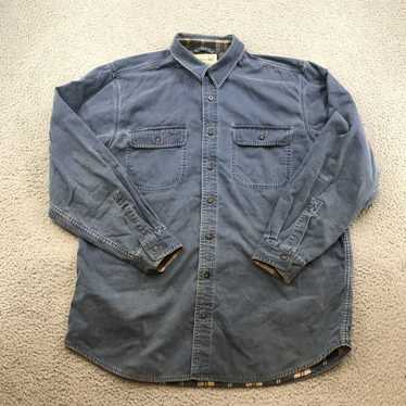 Vintage LL Bean Shirt Adult Large Blue Flannel Lin