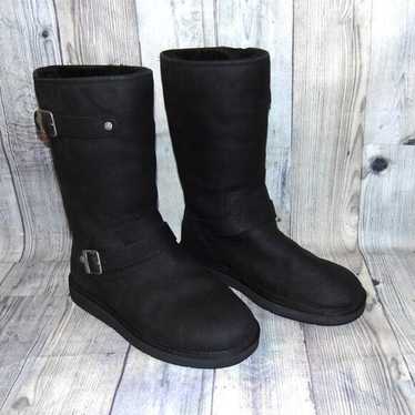 UGG Sutter Black Leather/Sheepskin Water Resistan… - image 1