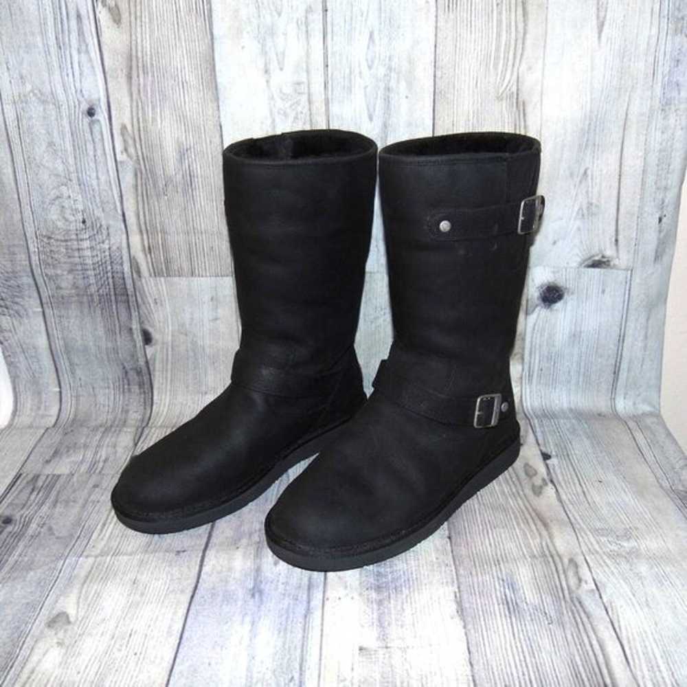 UGG Sutter Black Leather/Sheepskin Water Resistan… - image 3