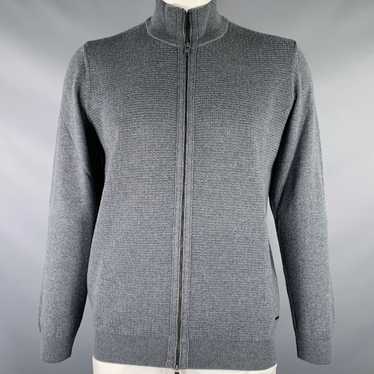 Hugo Boss Grey Knit Merino Wool Zip Up Cardigan - image 1