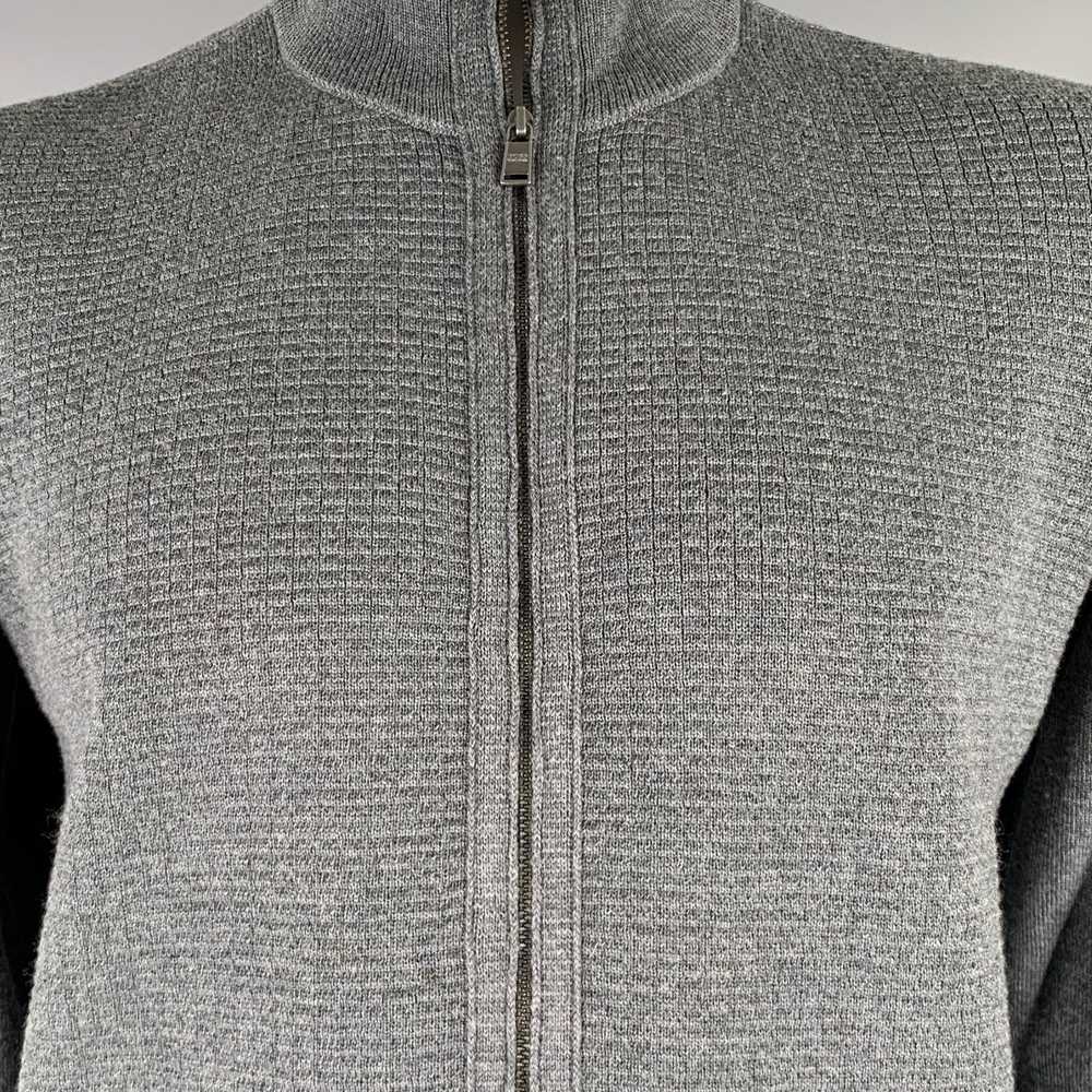 Hugo Boss Grey Knit Merino Wool Zip Up Cardigan - image 2