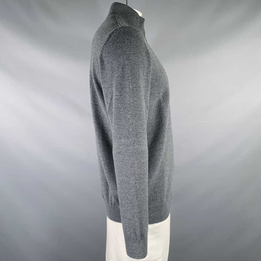 Hugo Boss Grey Knit Merino Wool Zip Up Cardigan - image 3