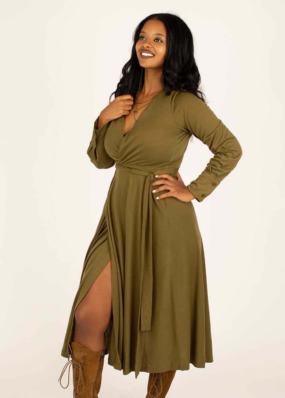 Joyfolie Oralie Dress in Olive - image 1