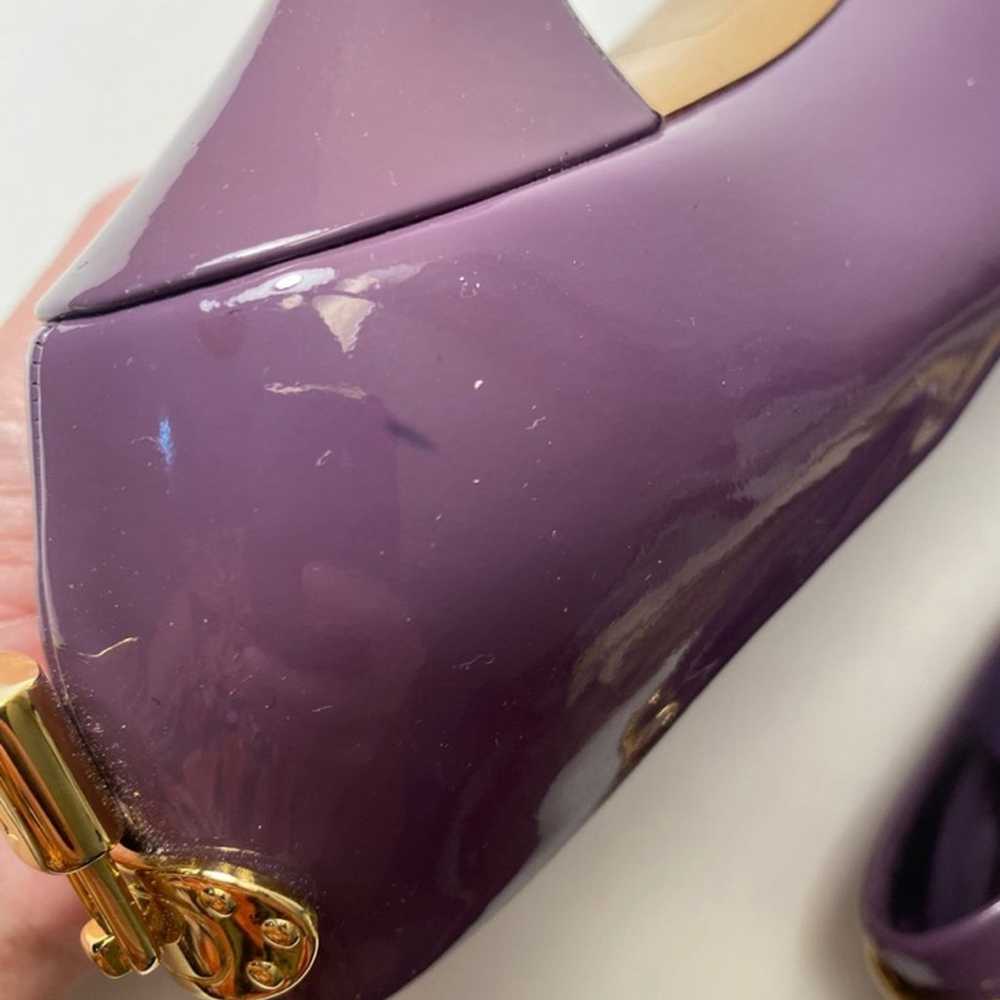 Louis Vuitton open toe patent pumps heels purple … - image 12