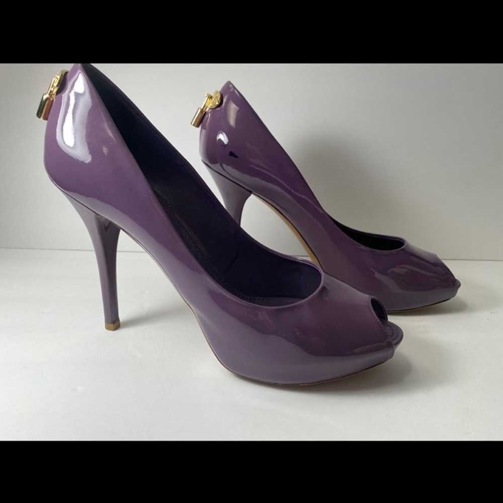 Louis Vuitton open toe patent pumps heels purple … - image 1