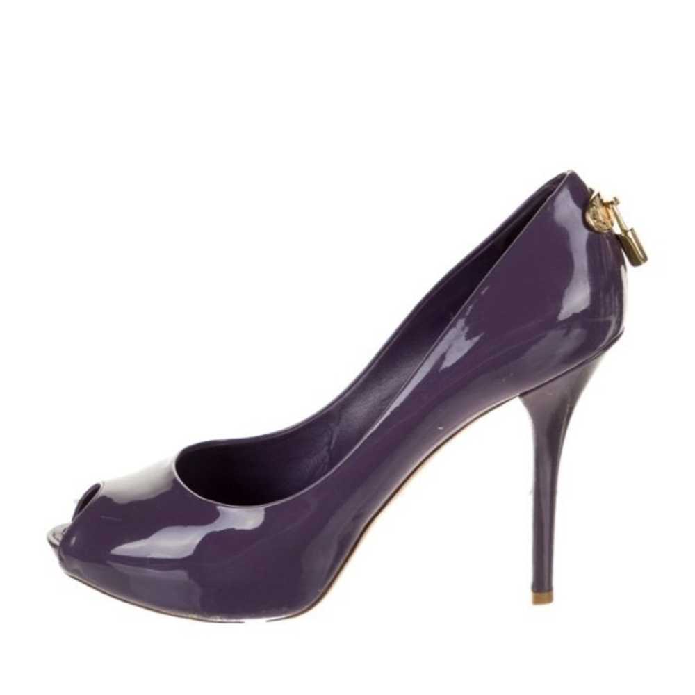 Louis Vuitton open toe patent pumps heels purple … - image 2