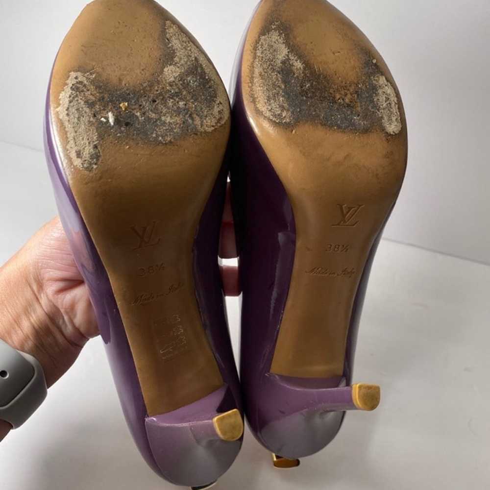 Louis Vuitton open toe patent pumps heels purple … - image 7