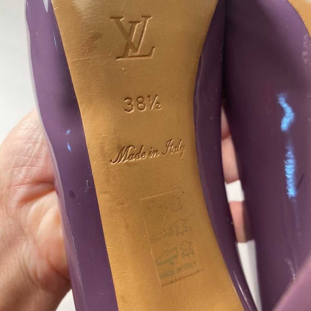 Louis Vuitton open toe patent pumps heels purple … - image 8