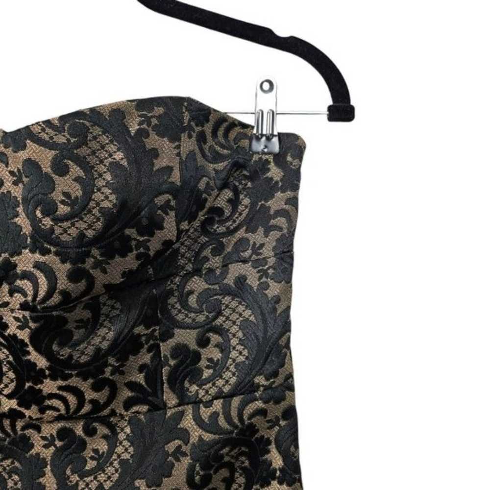 ANN TAYLOR LOFT Strapless DRESS Black & GOLD Broc… - image 3