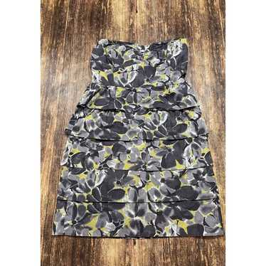 J. Crew Dress gray floral print strapless size 2