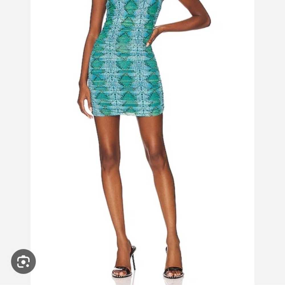 AFRM Danni Snakeskin Print Mini Dress in Teal Ani… - image 1