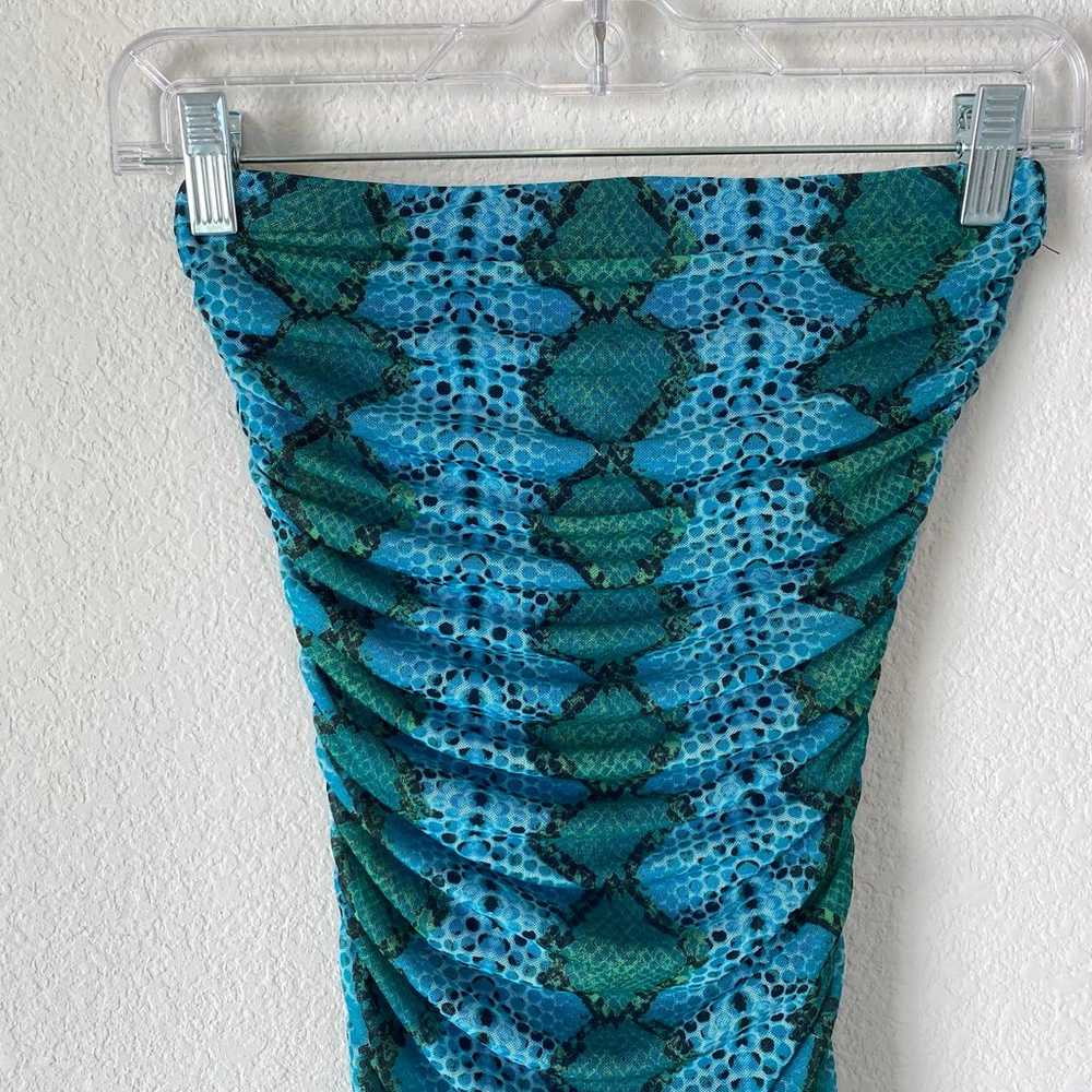 AFRM Danni Snakeskin Print Mini Dress in Teal Ani… - image 3