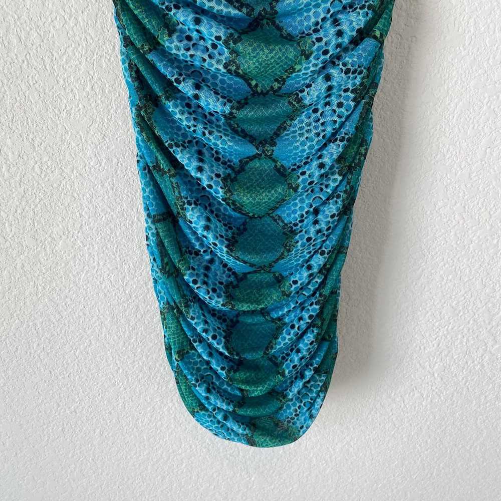 AFRM Danni Snakeskin Print Mini Dress in Teal Ani… - image 4