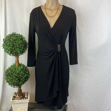 Calvin Klein Black 3/4 Sleeve Side Gather Dress 6