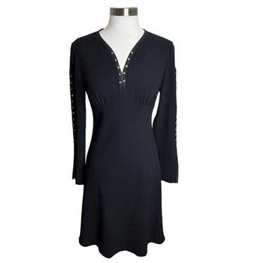 Nine West Vintage Dress Womens 4 Black Slit Sleeve