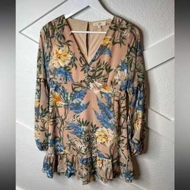 Entro long sleeve tan floral dress - size S