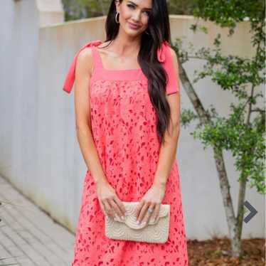 Red dress boutique floral coral dress size medium