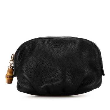 Black Gucci Bamboo Leather Pouch