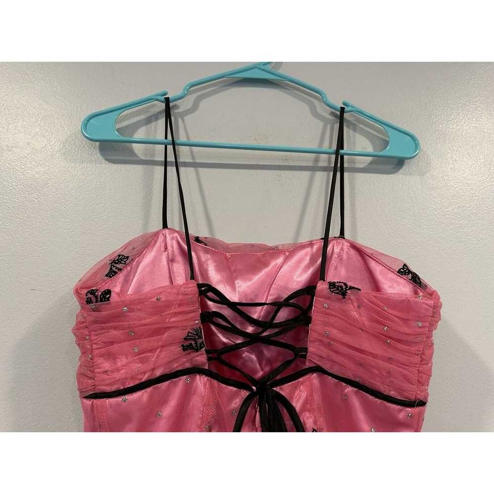 B. Smart Y2K Pink Back Lace Up Short Dress Junior… - image 5