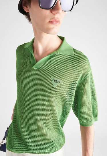 Prada Prada Mesh Knit Polo Collared Shirt Mens Cut