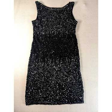 Adrianna Papell cocktail dress black sequin tank w