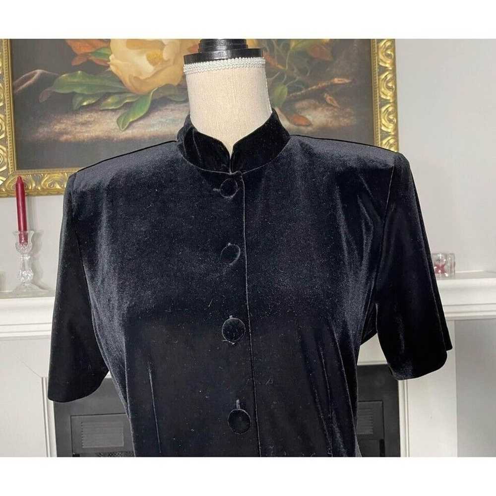 Vintage ANOTHER THYME Black Velvet Button Down Fr… - image 2