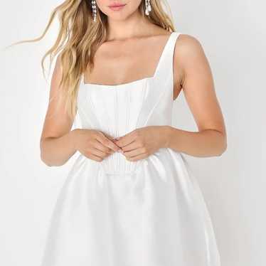 Lulus Bubbly White Taffeta Corset Mini Dress - image 1
