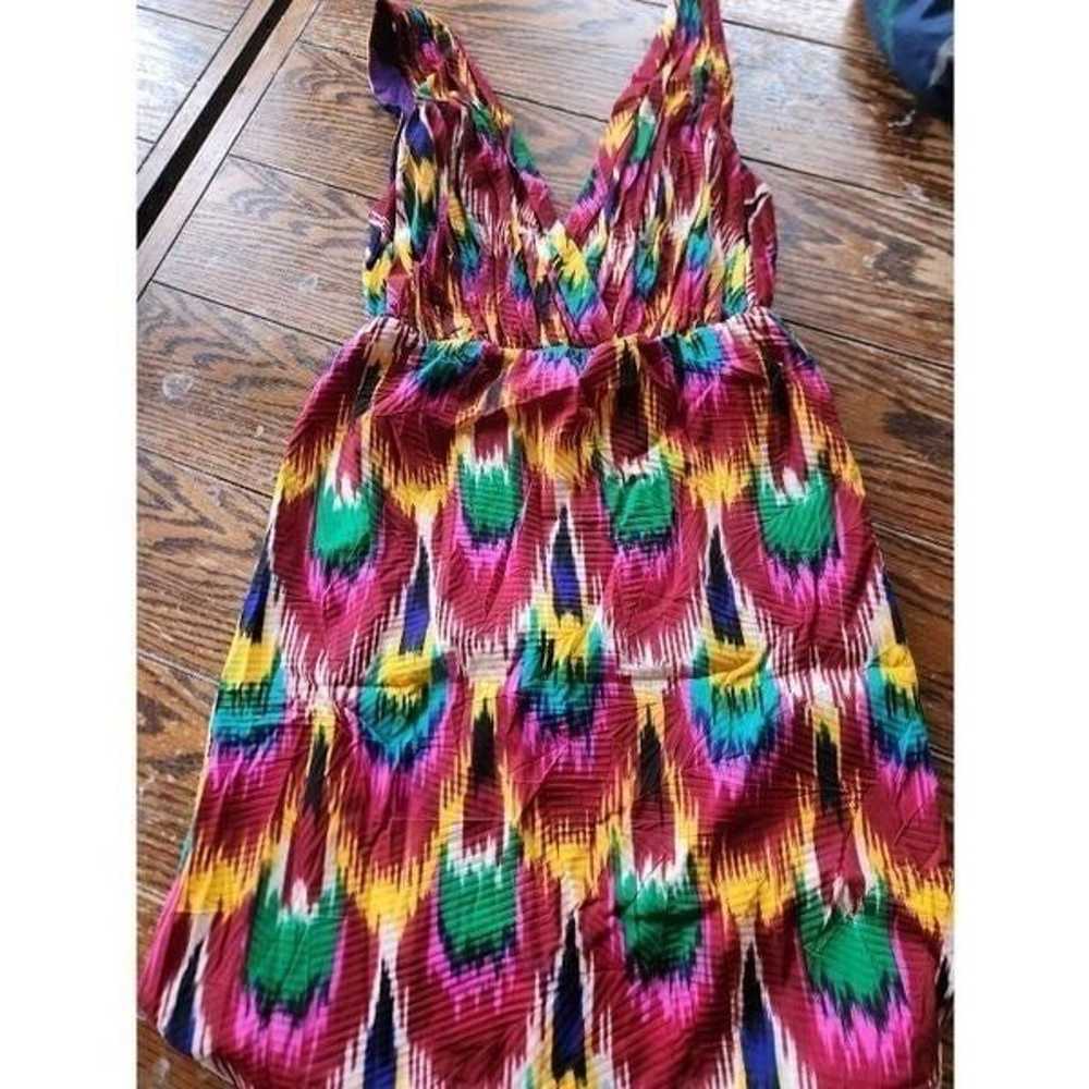 Alice + Olivia Alameda Ikat Peacock Dress V Neck … - image 2