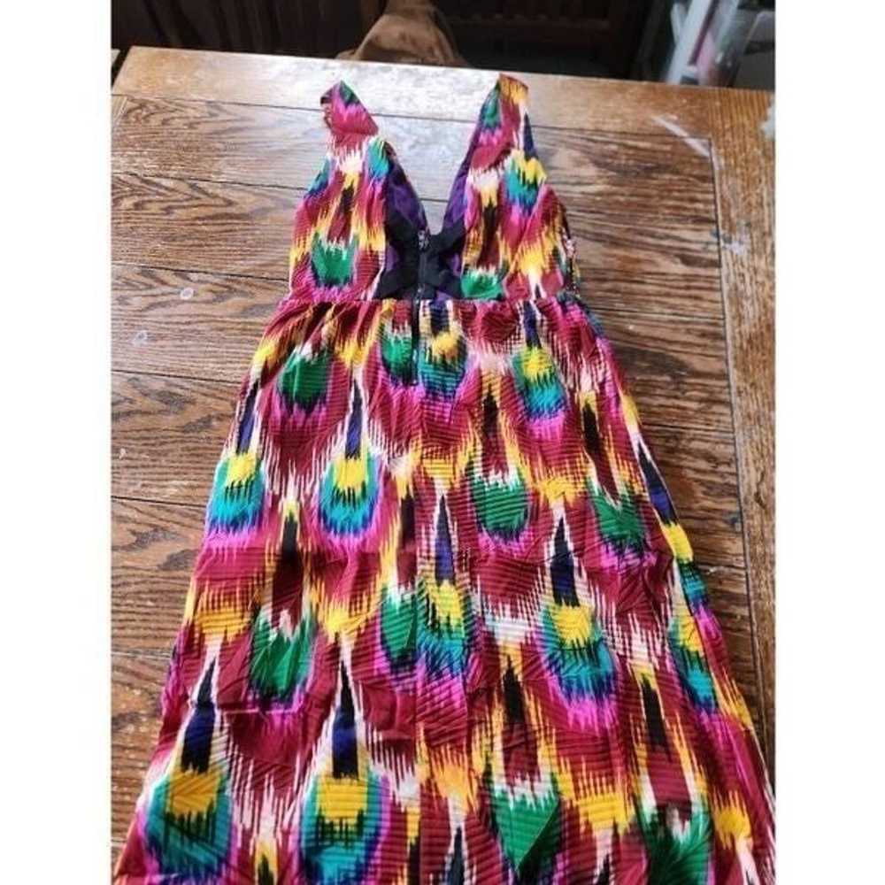 Alice + Olivia Alameda Ikat Peacock Dress V Neck … - image 5
