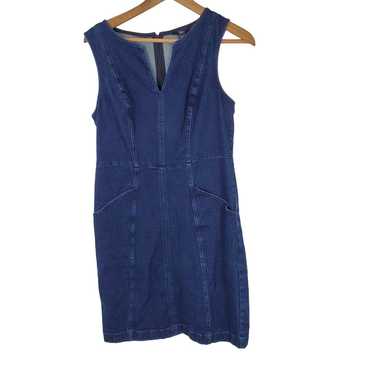 Boden Sleeveless Medium Wash Blue Denim Mini Jean 