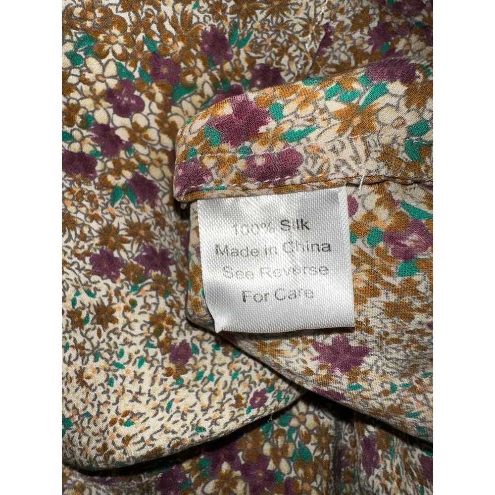 PARKER 100% SILK TINY FLORAL PRINT BELL RUFFLE SL… - image 3