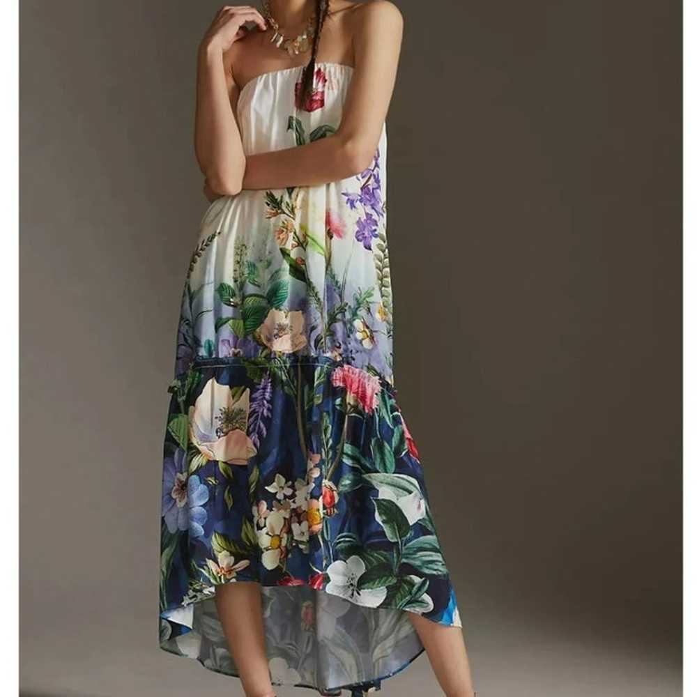 Anthropologie Strapless Maxi Dress tropical high … - image 11
