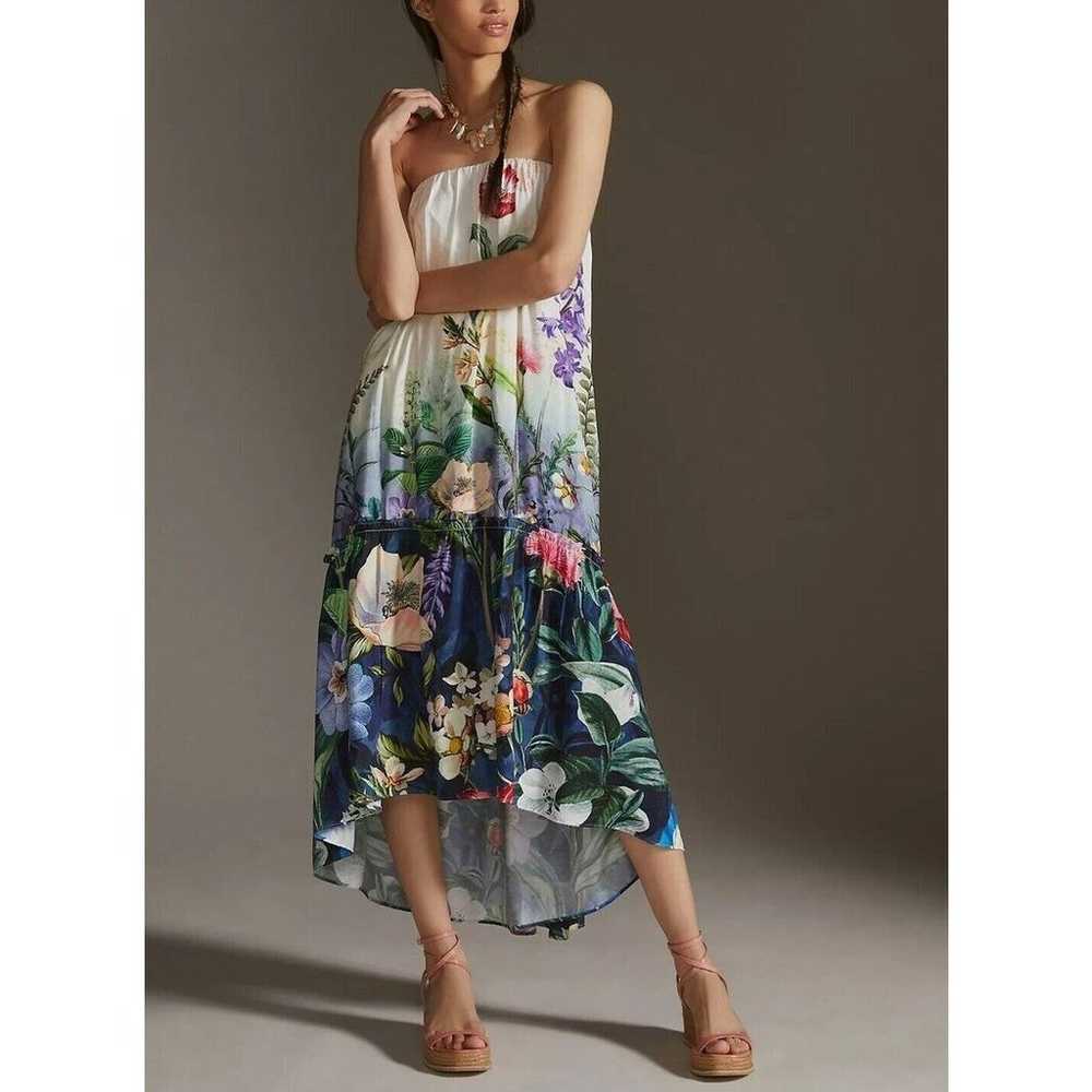 Anthropologie Strapless Maxi Dress tropical high … - image 1