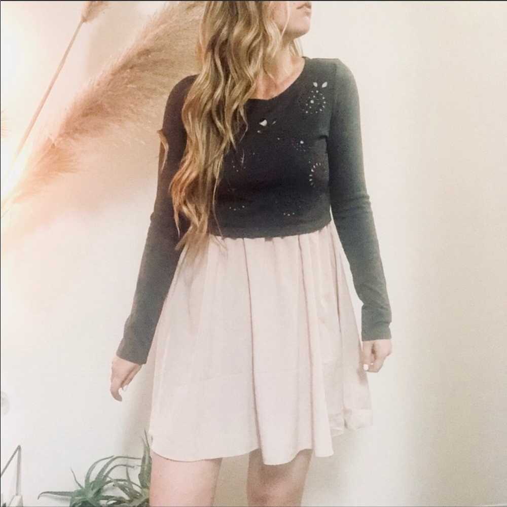 ANTHROPOLOGIE Eloise Grey Blush Pink Twofer Skirt… - image 3