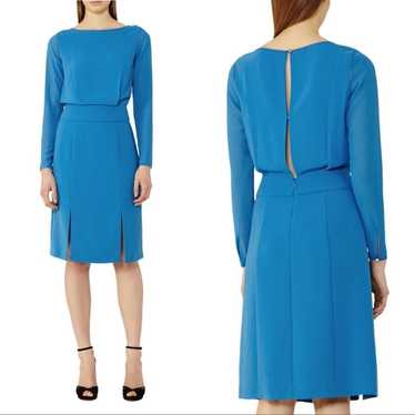 Reiss Alessa Dress Blue Size 8 Split Front Long S… - image 1