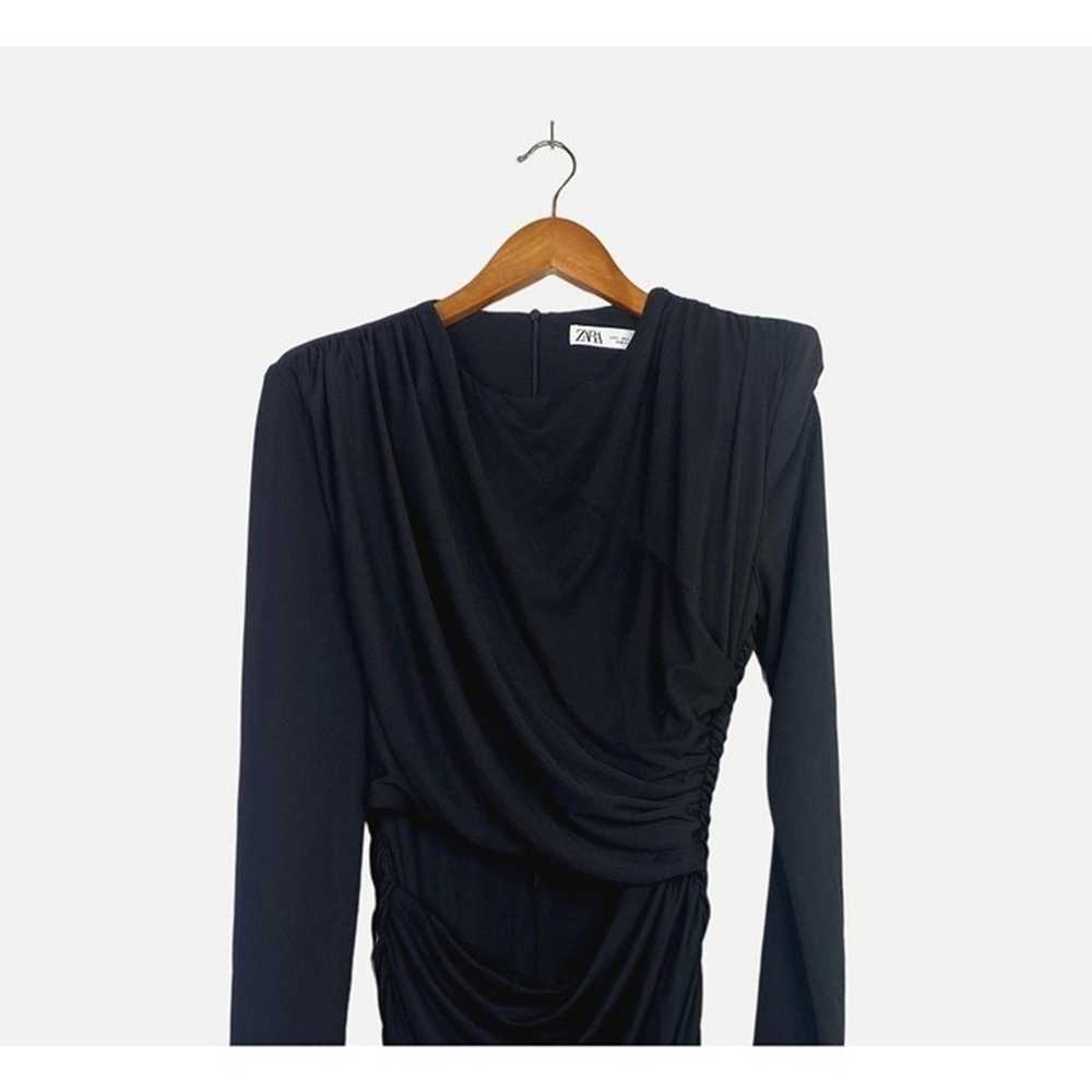 Zara Long Sleeve Ruched Draped Body Con Mini Dres… - image 4