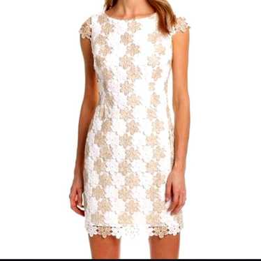Lilly Pulitzer Shimmer gold Crochet floral white … - image 1