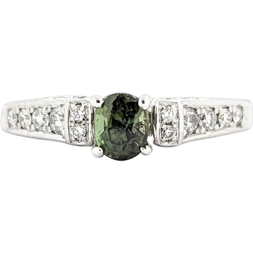 Alexandrite & Diamond Ring In White Gold - image 1